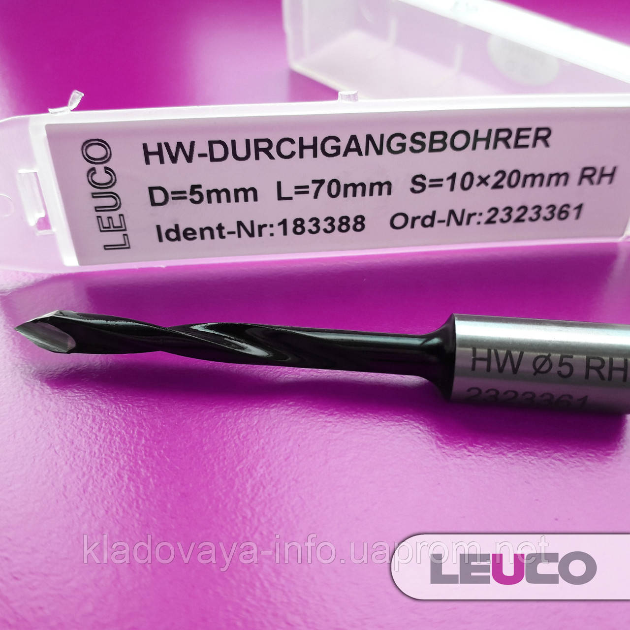 Свердло для наскрізних отворів Leuco EcoLine з наконечником із твердого сплаву, 5x70x39x10 (праве)
