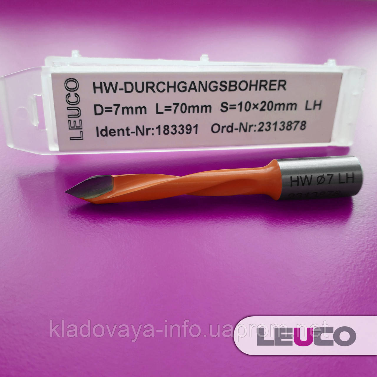 Свердло для наскрізних отворів Leuco EcoLine з наконечником із твердого сплаву, 7x70x42x10 (ліве)