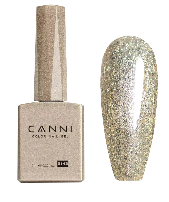 Гель-лак Canni Hema Free №9143, 9 мл (Glitter Champagne)