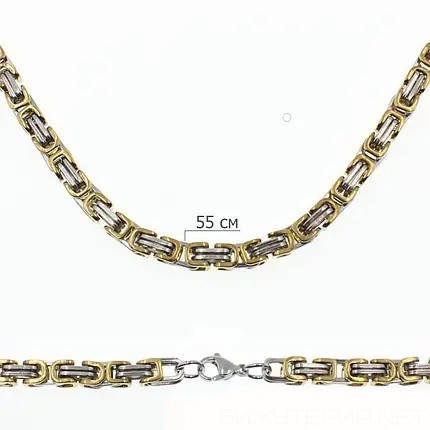 Чоловічий ланцюжок Steel Rage від Stainless Steel довжина 55 см. ширина 5 мм. золото зі сріблястими ланками, фото 1