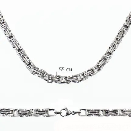 Ланцюг чоловічий масивний Steel Rage від Stainless Steel із медичної сталі довжина 55 см ширина 5 мм колір срібло