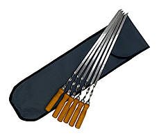 Шампур з дерев'яною ручкою 580х10х2 мм Набір шампурів 6 штук + чохол R_2332