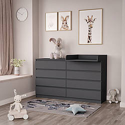 Сповивальний комод 8 ящиків Антрацит 160см