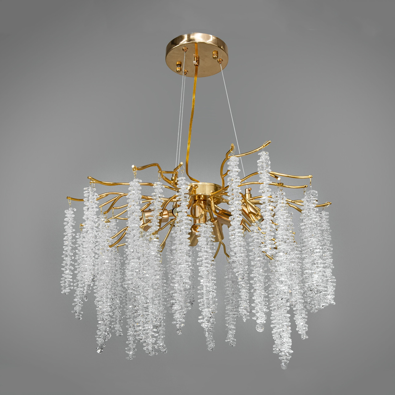 Люстра «Гліцинія» у стилі модерн, 8 ламп E14, Ø60 см, золото, D-716-600GD + лампи у подарунок, фото 1