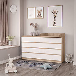 Сповивальний комод 8 ящиків Сонома+Білий 160см