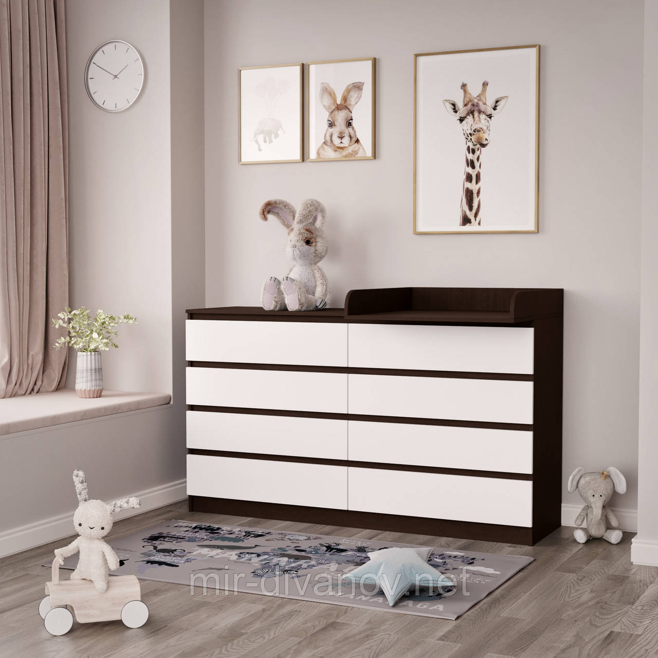 Сповивальний комод 8 ящиків Венге+Білий 160см, фото 1