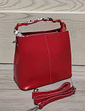 Жіноча сумка класична WENDY червона з натуральної шкіри фурнитура срібло, фото 3