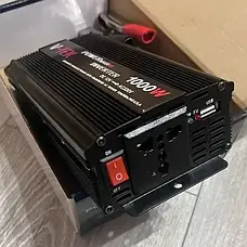 Перетворювач напруги автомобільний 1000W, інвертор 12/220В, USB, охолодження Чорний, фото 5