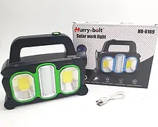 Ліхтар акумуляторний Hurry Bolt HB-6169 із сонячною батареєю і функцією PowerBank, фото 6