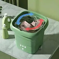 Складана пральна машина Folding Washing Machine силіконова складана стиралка відро 7 л. Зелений, фото 3