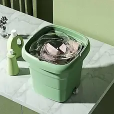 Складана пральна машина Folding Washing Machine силіконова складана стиралка відро 7 л. Зелений, фото 4