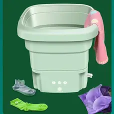Складана пральна машина Folding Washing Machine силіконова складана стиралка відро 7 л. Зелений, фото 6