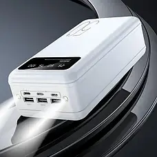 Великий power bank 50000 mAh YM-500 3 USB Type-C з ліхтариком Білий, фото 4