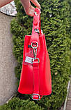 Жіноча сумка класична WENDY червона з натуральної шкіри фурнитура срібло, фото 2