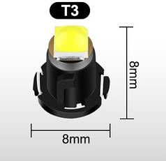 Світлодіодна лампа T3 1 SMD 3030 LED біла для приладової панелі