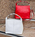 Жіноча сумка класична WENDY червона з натуральної шкіри фурнитура срібло, фото 5