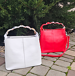 Жіноча сумка класична WENDY червона з натуральної шкіри фурнитура срібло, фото 6