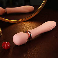 Вибратор микрофон с подогревом, женский двухсторонний вибратор для секса. Вибромассажер Розовый