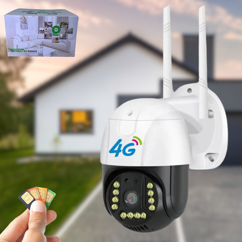 Вулична відеокамера з нічною зйомкою 4G Sim V380 PRO Поворотна камера IP 66 зовнішнього відеоспостереження
