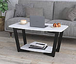 Журнальний столик кавовий Лобі 90 см Венге Луїзіана. Стіл лофт металевий для дому та офісу, фото 2