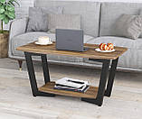 Журнальний столик кавовий Лобі 90 см Венге Луїзіана. Стіл лофт металевий для дому та офісу, фото 3