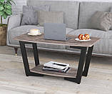 Журнальний столик кавовий Лобі 90 см Венге Луїзіана. Стіл лофт металевий для дому та офісу, фото 4