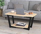 Журнальний столик кавовий Лобі 90 см Венге Луїзіана. Стіл лофт металевий для дому та офісу, фото 5
