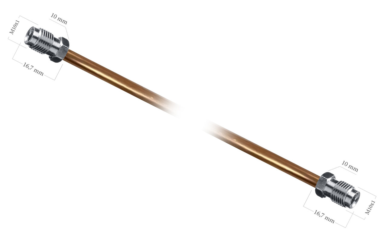 Гальмівна трубка WP WP-1181, мідна (довжина - 710 мм., Ø-4,75 мм., різьба - М10х1/М10х1), фото 1