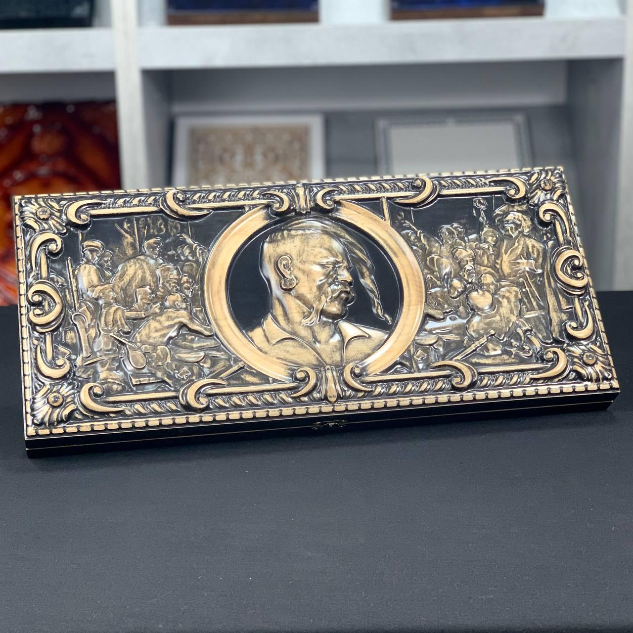 Нарди дерев'яні ручне різьблення Козак 50×23 см подарункові, фото 1