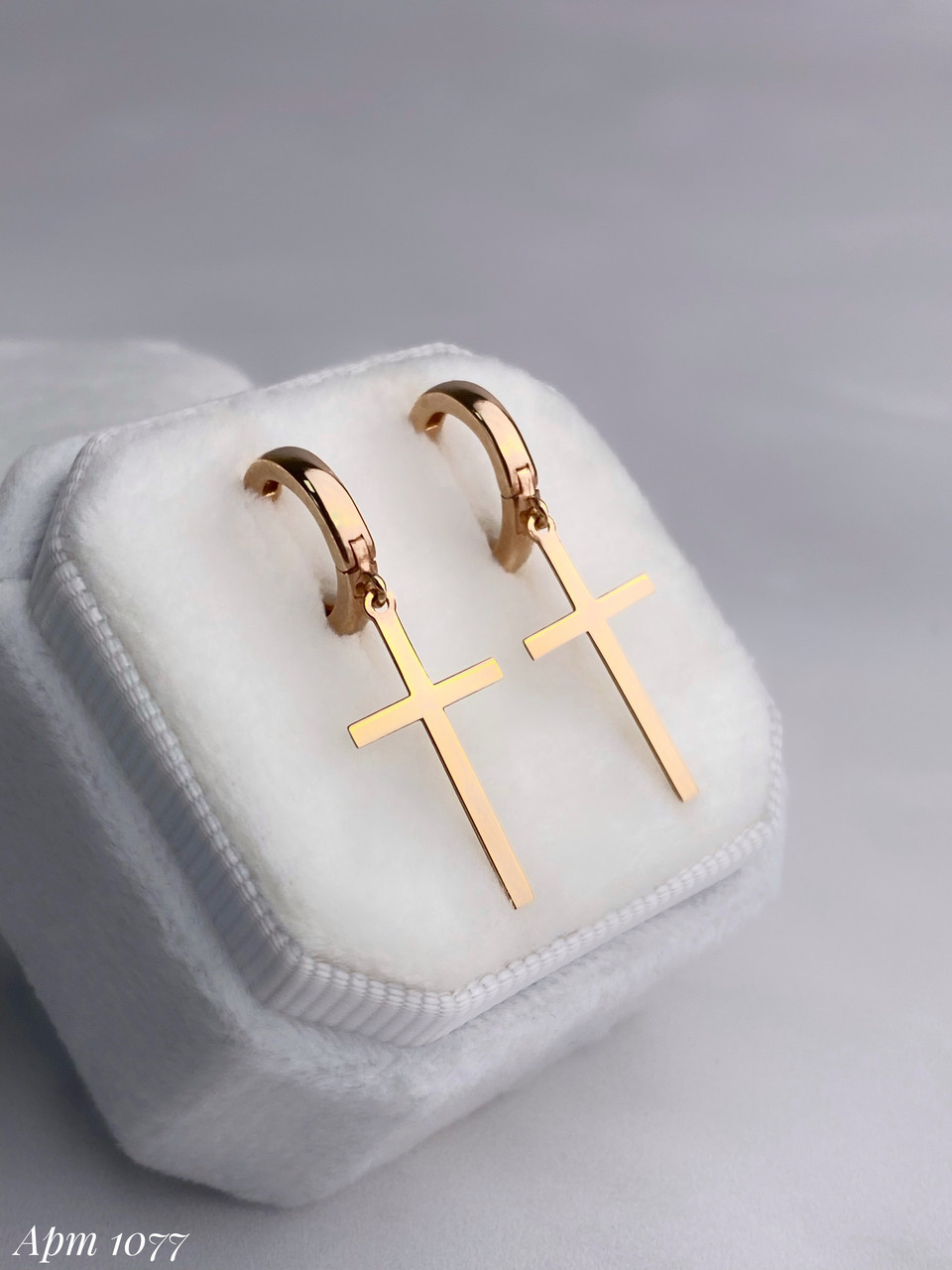 Сережки хрестики (срібло та позолота), фото 1