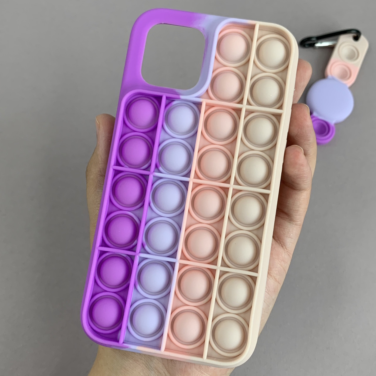 Чохол для iPhone 12 AirTag Pop it антистрес силіконовий чохол поп іт на айфон 12 бузковий пудровий ARG