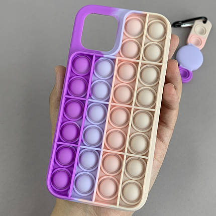 Чохол для iPhone 12 AirTag Pop it антистрес силіконовий чохол поп іт на айфон 12 бузковий пудровий ARG, фото 1