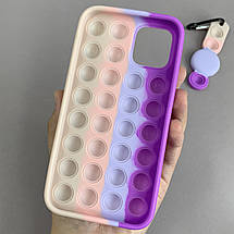 Чохол для iPhone 12 AirTag Pop it антистрес силіконовий чохол поп іт на айфон 12 бузковий пудровий ARG, фото 2