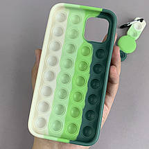 Чохол для iPhone 12 AirTag Pop it антистрес силіконовий чохол поп іт на айфон 12 зелений молочний ARG, фото 2