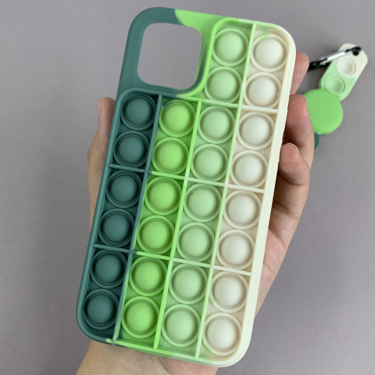 Чохол для iPhone 12 AirTag Pop it антистрес силіконовий чохол поп іт на айфон 12 зелений молочний ARG