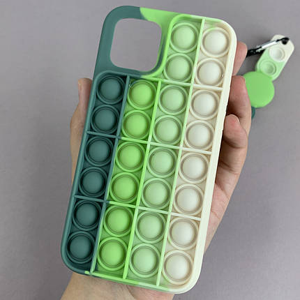 Чохол для iPhone 12 AirTag Pop it антистрес силіконовий чохол поп іт на айфон 12 зелений молочний ARG, фото 1