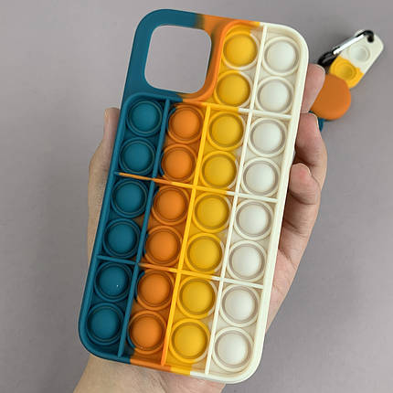 Чохол для iPhone 12 AirTag Pop it антистрес силіконовий чохол поп іт на айфон 12 темно зелений молочний ARG, фото 1