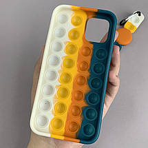 Чохол для iPhone 12 AirTag Pop it антистрес силіконовий чохол поп іт на айфон 12 темно зелений молочний ARG, фото 2