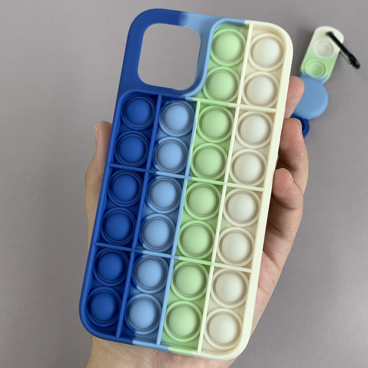 Чохол для iPhone 12 AirTag Pop it антистрес силіконовий чохол поп іт на айфон 12 синій молочний ARG