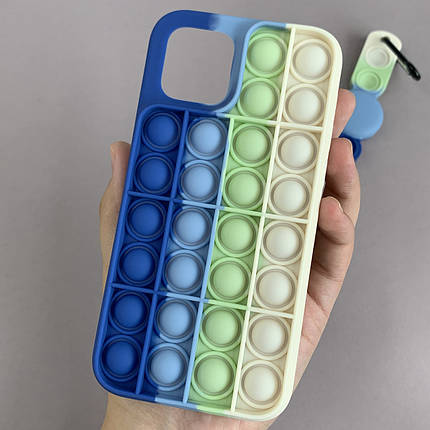 Чохол для iPhone 12 AirTag Pop it антистрес силіконовий чохол поп іт на айфон 12 синій молочний ARG, фото 1
