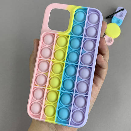 Чохол для iPhone 12 AirTag Pop it антистрес силіконовий чохол поп іт на айфон 12 рожевий бузковий ARG, фото 1