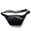 Нагрудна поясна сумка бананка через плече з екошкіри OMEGA чорна, фото 4
