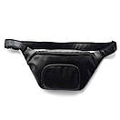 Нагрудна поясна сумка бананка через плече з екошкіри OMEGA чорна, фото 3