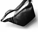 Нагрудна поясна сумка бананка через плече з екошкіри OMEGA чорна, фото 2