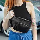 Нагрудна поясна сумка бананка через плече з екошкіри OMEGA чорна, фото 8