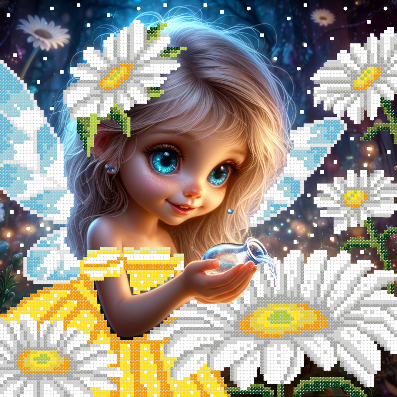 Схема для вишивки бісером ,, Ельф Чарівна Ромашка (жовта),,  Сб-4-1058, фото 1