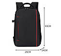 Рюкзак для фототехніки з кріпленням під штатив протиударний +дощовик Чорний з червоним ( код: IBF077BR ), фото 10