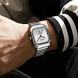 Чоловічий квадратний годинник Curren 8460 Silver-Silver, фото 2