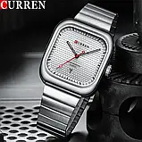 Чоловічий квадратний годинник Curren 8460 Silver-Silver, фото 3