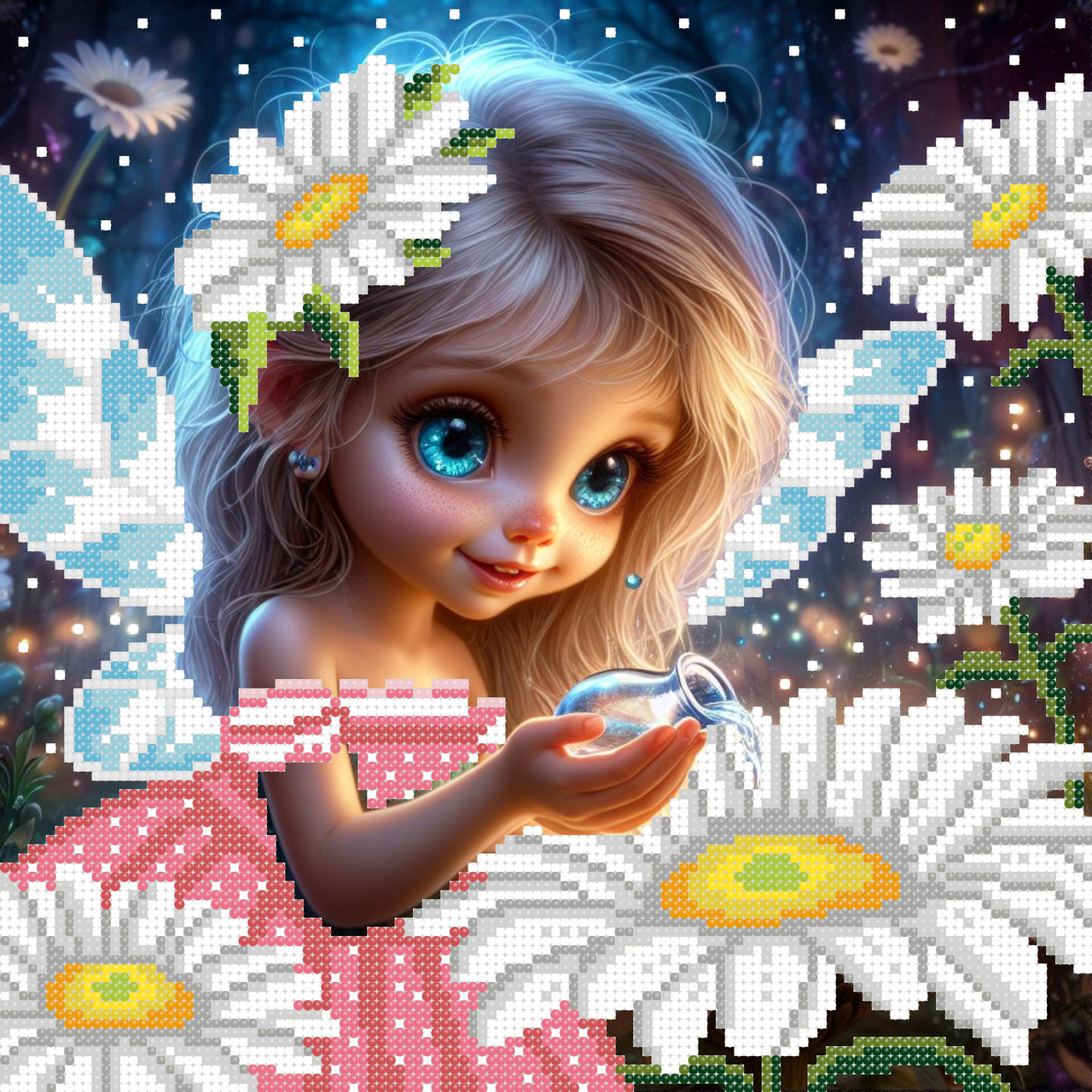 Схема для вишивки бісером ,, Ельф Чарівна Ромашка (рожева) Сб-4-1059, фото 1